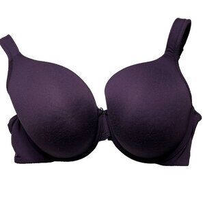 Cacique Lightly Lined Full Coverage Bra 40DD Underwired Bow Dark Purple